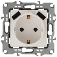 Розетка с заземлением и со шторкой и 2хUSB, без рамки Эра Эра 12 12-4109-02