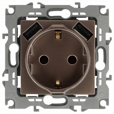 Розетка с заземлением и со шторкой и 2хUSB, без рамки Эра Эра 12 12-4109-13