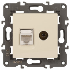ТВ-розетка и розетка Ethernet RJ-45 без рамки Эра Эра Elegance 14-3110-02 ТВ-розетка и розетка Ethernet RJ-45 без рамки Эра Эра Elegance 14-3110-02