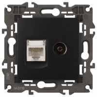 ТВ-розетка и розетка Ethernet RJ-45 без рамки Эра Эра Elegance 14-3110-05