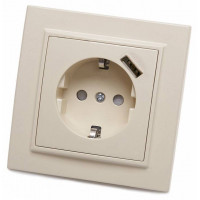 Розетка с заземлением и с шторками и USB Stekker PST16-9011 39237