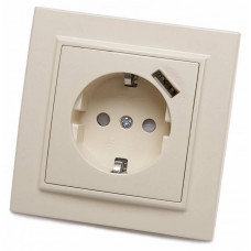 Розетка с заземлением и с шторками и USB Stekker PST16-9011 39237