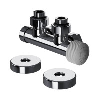 Узел нижнего подключения термостатический угловой Royal Thermo Design Pro 15 мм M30x1.5 Хром RTE 50.032