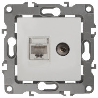 ТВ-розетка и розетка Ethernet RJ-45 без рамки Эра Эра 12 12-3110-01