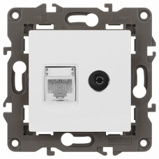 ТВ-розетка и розетка Ethernet RJ-45 без рамки Эра Эра Elegance 14-3110-01М
