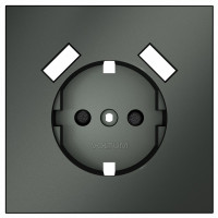 Накладка для розетки с заземлением и со шторками и 2хUSB type A Voltum S70 VLS000906