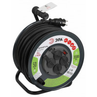 Удлинитель с выключателем Эра  RMx-4es-3x2.5-50m-IP44(KG)
