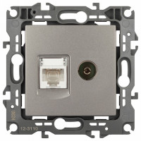 ТВ-розетка и розетка Ethernet RJ-45 без рамки Эра Эра 12 12-3110-16