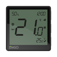 Универсальный терморегулятор, ENGO, черный, с модулем Zigbee, с питанием 230, со встроенным датчиком влажности, с возможностью подключения датчик