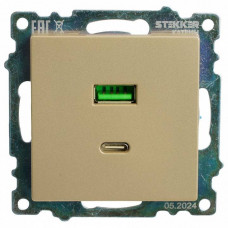 Розетка 2хUSB type A и C без рамки Stekker Катрин 50053
