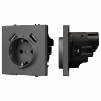 Розетка с заземлением и 2хUSB type A, без рамки Arlight SCT 054291